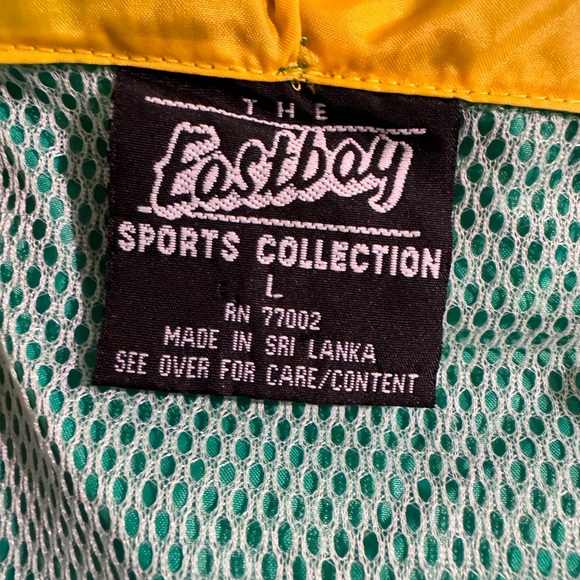 VTG Eastbay Jacket Mens LGreen Yellow Windbreaker Track Embroidered Zip Rare - Picture 7 of 9